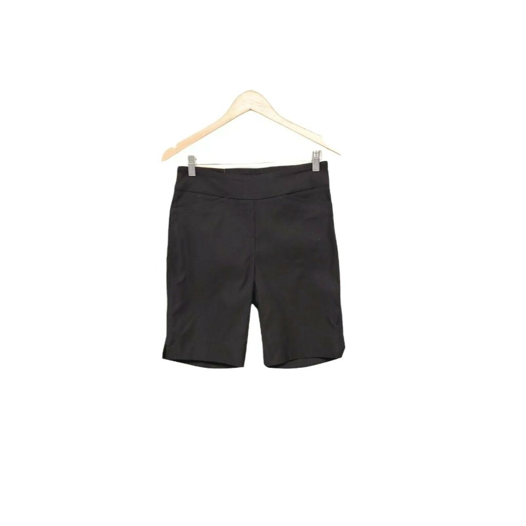 Hilary Radley Womens Small Bermuda Short Stretch Pull On Black 9 Inch Inseam